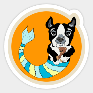 Boo the Boston Terrier Mermutt Sticker